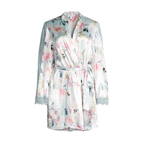 In Bloom Eloise Floral Lace-Trim satiny Robe‎ Size XL RefI014 - Picture 7 of 15